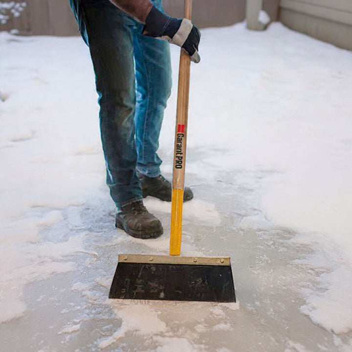 18" Ice Scraper from TMH Industries Calgary featuring a durable steel blade and hardwood handle, built for heavy-duty ice and floor scraping.