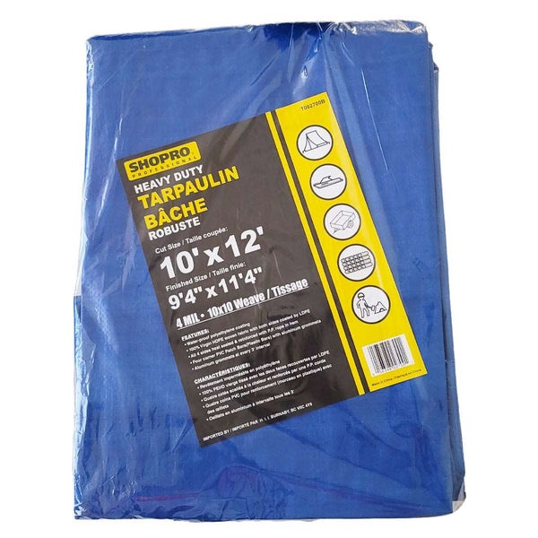 4-mil 10' x 12' Heavy Duty Tarp - Blue TMH Industries