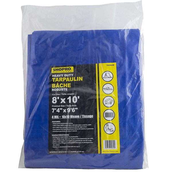 4-mil 8' x 10' Heavy Duty Tarp - Blue TMH Industries