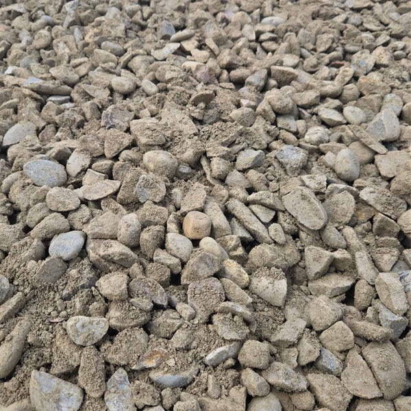 1 yard bag of 40mm fractured rock mixed with sand and fines, ideal for landscaping and construction projects.