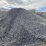 40mm limestone rock pile in a landscape supply bin for drainage, decorative rock, and landscaping projects in Calgary
