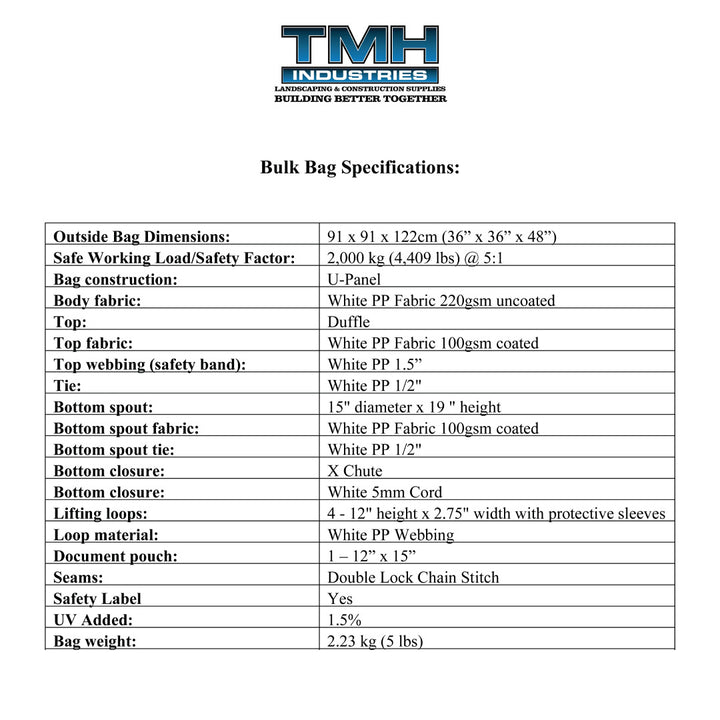 Extra Heavy-Duty Bag with a Safety Belt and Reinforced Lifting Loops TMH Industries