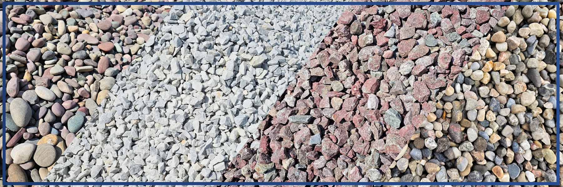Decorative rock gravel and sand landscape supply Calgary TMH Industries materials display
