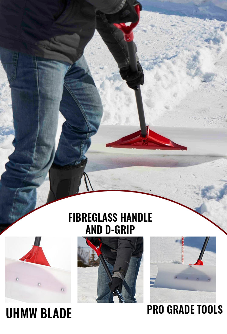 Heavy duty snow shovel designed for clearing driveways sidewalks and walkways