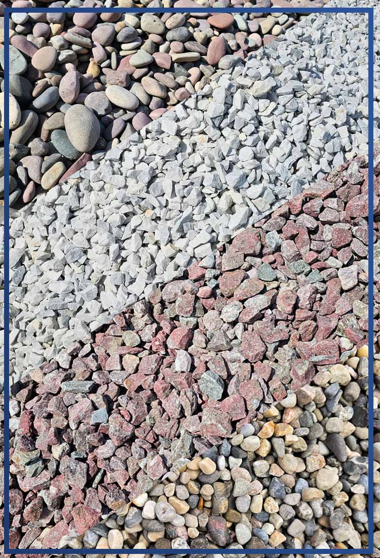 Mixed aggregates decorative rock gravel sand for landscaping in Calgary supply yard