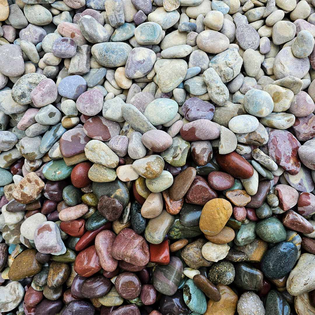 40mm Montana Rainbow Rock for decorative landscaping in Calgary