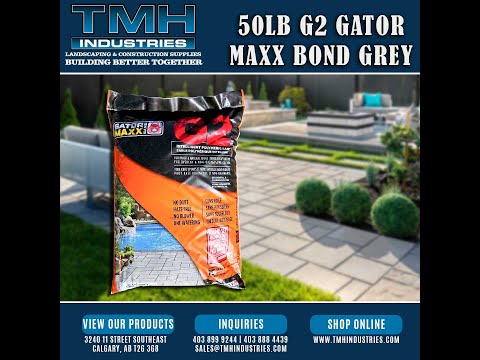 Installing G2 Gator Max Polymeric Sand between pavers for a durable, clean, and professional patio finish in Calgary.